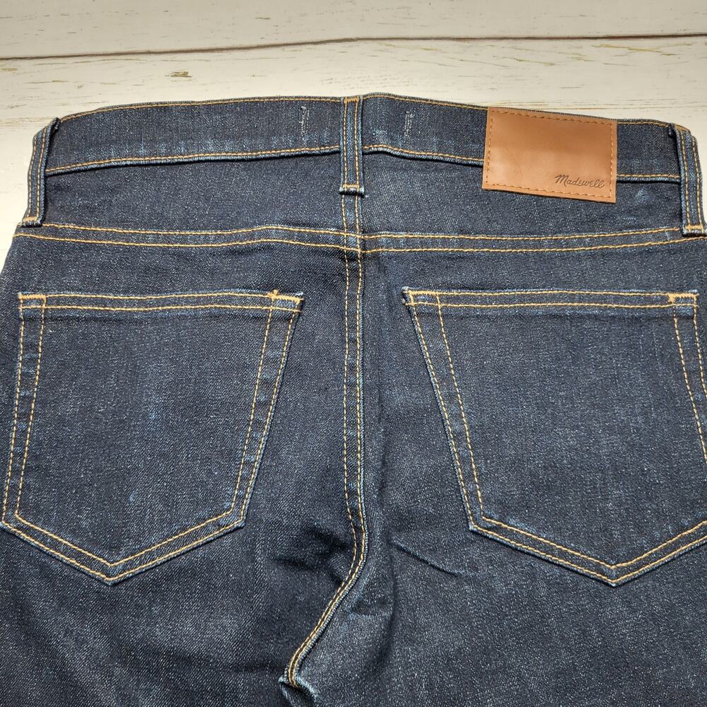 Madewell Mens Straight Jeans Dark Rinse Wash Relaxed Flex Denim Button Zip 28x30 - Picture 6 of 12